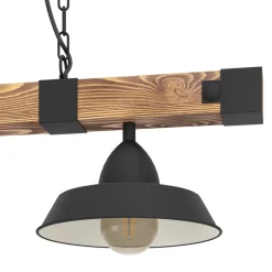 Eglo OLDBURY hanglamp staal, hout zwart, bruin, landelijk H: 1100 mm