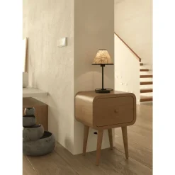 Eglo OXPARK Tafellampen staal zwart / textiel met bamboebladeren wit, groen H: 415 mm | Ø 220 mm