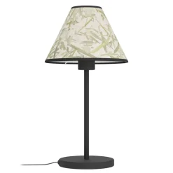 Eglo OXPARK Tafellampen staal zwart / textiel met bamboebladeren wit, groen H: 415 mm | Ø 220 mm
