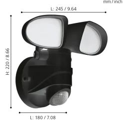 Eglo PAGINO Wandlamp Kunststof zwart H: 220 mm