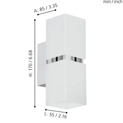 Eglo PASSA Wandlamp staal chroom, wit H: 170 mm