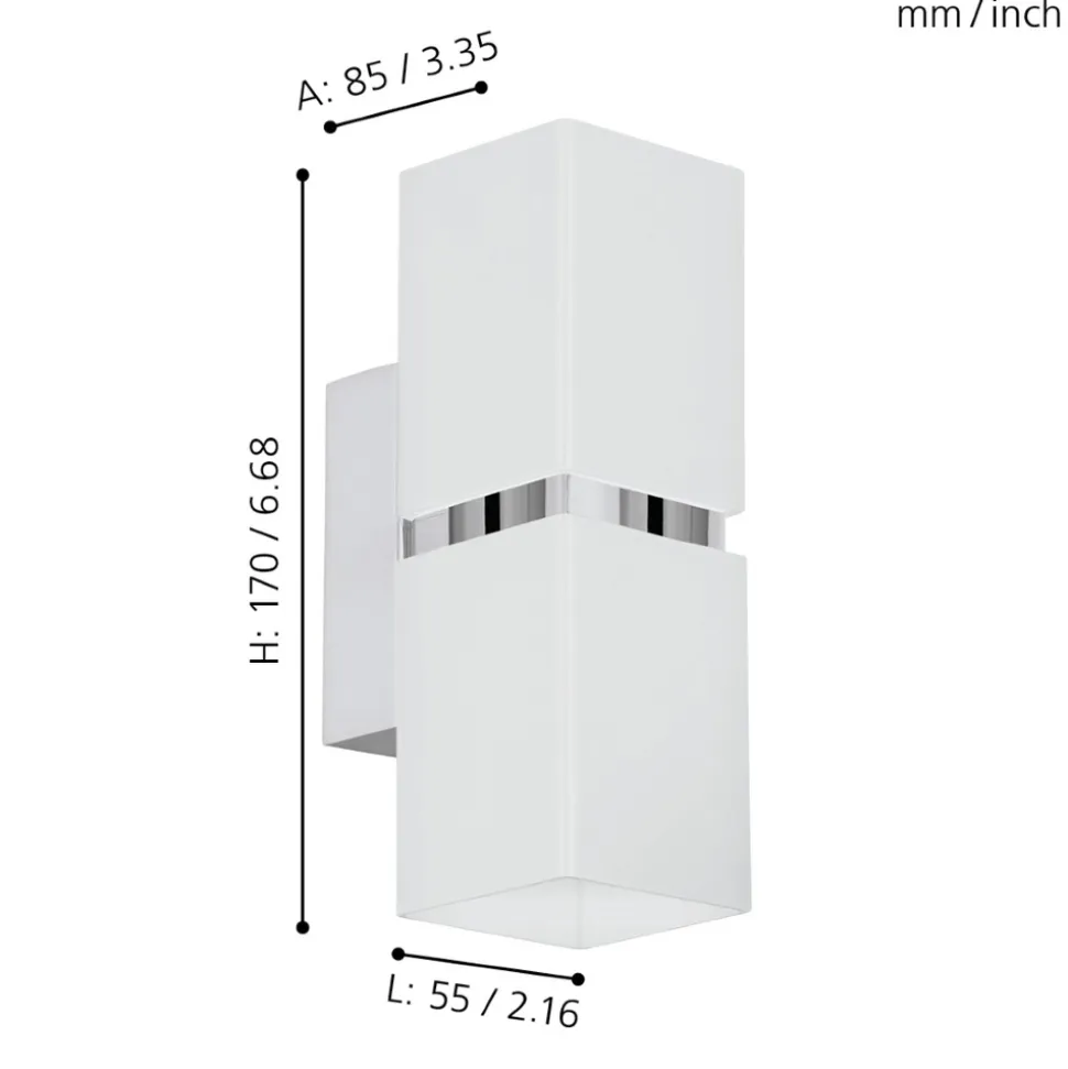 Eglo PASSA Wandlamp staal chroom, wit H: 170 mm