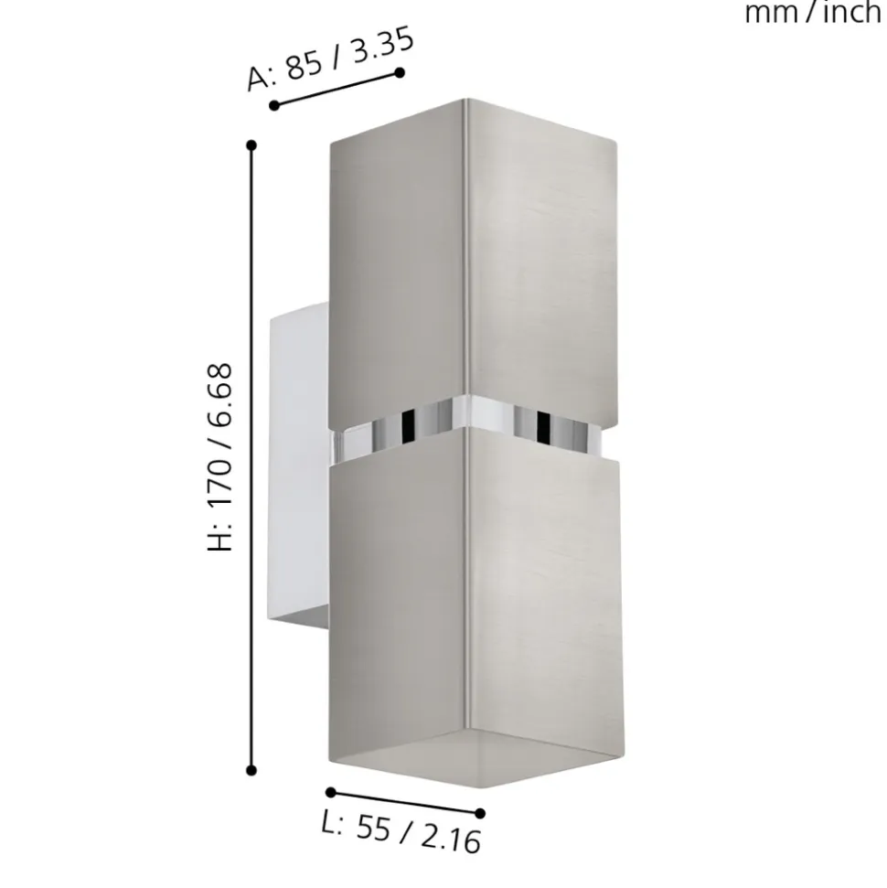 Eglo PASSA Wandlamp staal nikkel-mat, chroom H: 170 mm