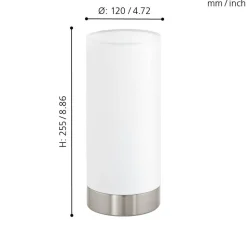 Eglo PASTERI Tafellampen staal nikkel-mat / textiel wit H: 255 mm | Ø 120 mm