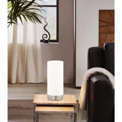 Eglo PASTERI Tafellampen staal nikkel-mat / textiel wit H: 255 mm | Ø 120 mm