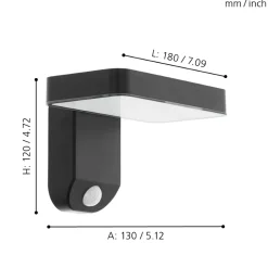 Eglo PASTION Wandlamp Kunststof zwart H: 120 mm