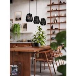 Eglo PERSLEY hanglamp staal zwart / papier zwart H: 1100 mm