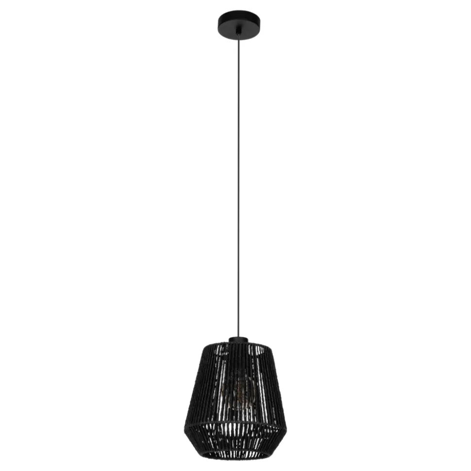 Eglo PERSLEY hanglamp staal zwart / papier zwart H: 1100 mm | Ø 220 mm