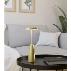 Eglo PICCOLA Tafellampen staal geelkoper-geborsteld / Kunststof wit H: 280 mm | Ø 130 mm