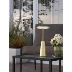 Eglo PICCOLA Tafellampen staal geelkoper-geborsteld / Kunststof wit H: 280 mm | Ø 130 mm