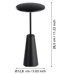 Eglo PICCOLA Tafellampen staal zwart / Kunststof wit H: 280 mm | Ø 130 mm