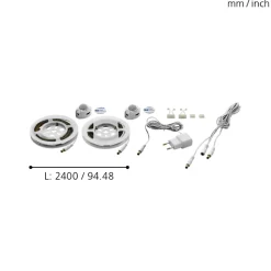 Eglo PIDIO lichtstrip/-staaf Kunststof wit H: 2 mm