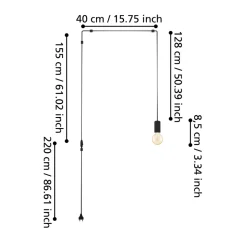Eglo PINETINA hanglamp staal zwart H: 1280 mm
