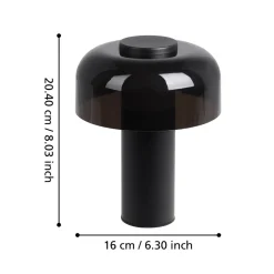 Eglo PONENTE Tafellampen staal zwart / Kunststof zwart-transparant H: 200 mm | Ø 160 mm