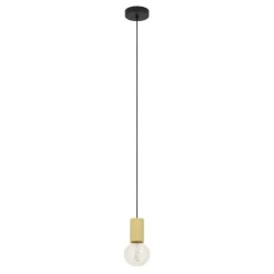 Eglo POZUETA 1 hanglamp staal, hout zwart, bruin H: 1100 mm | Ø 65 mm