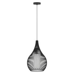 Eglo RAZONI 1 hanglamp staal zwart / staal, glas zwart, wit H: 1100 mm | Ø 325 mm