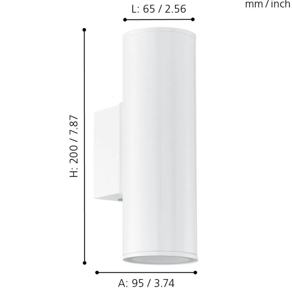 Eglo RIGA Wandlamp staal verzinkt wit H: 200 mm
