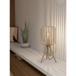 Eglo ROMAZZINA Tafellampen staal zandkleuren H: 435 mm | Ø 200 mm