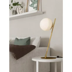 Eglo RONDO 4 Tafellampen staal geelkoper-geborsteld / glas opaal-mat wit H: 565 mm