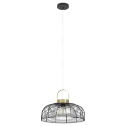 Eglo ROUNDHAM hanglamp staal zwart, geborsteld messing H: 1100 mm | Ø 450 mm