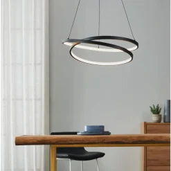 Eglo RUOTALE hanglamp aluminium, staal zwart / Kunststof wit H: 1500 mm | Ø 550 mm
