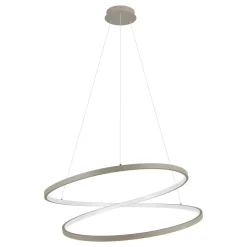 Eglo RUOTALE hanglamp aluminium, staal zandkleuren / Kunststof wit H: 1500 mm | Ø 700 mm