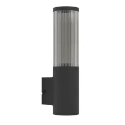 Eglo SALLE Wandlamp aluminium, kunststof zwart / Kunststof zwart-transparant H: 310 mm | Ø 75 mm