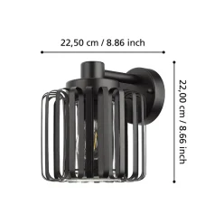 Eglo SELINUS Wandlamp staal zwart / Glas helder H: 220 mm