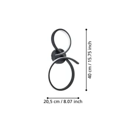 Eglo SERPINS Wandlamp aluminium, staal zwart / Kunststof wit H: 400 mm