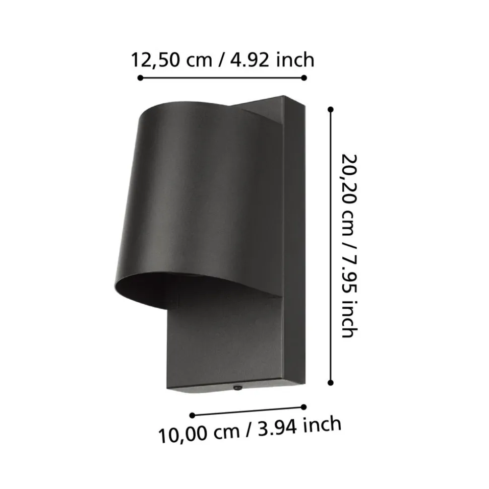 Eglo STAGNONE Wandlamp aluminium, staal zwart / Glas helder H: 205 mm