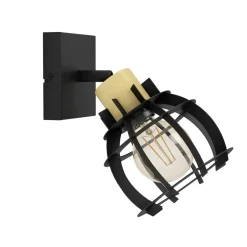 Eglo STILLINGTON 1 spot staal, hout zwart, bruin H: 245 mm | Ø 160 mm