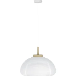 Eglo SUMMERHILL hanglamp staal, hout wit, bruin / papier wit H: 1100 mm | Ø 400 mm