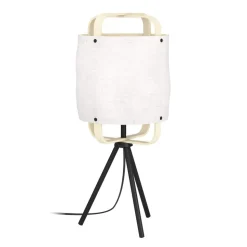 Eglo SURFLEET Tafellampen staal zwart / hout, textiel natuur H: 515 mm | Ø 200 mm