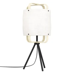 Eglo SURFLEET Tafellampen staal zwart / hout, textiel natuur H: 515 mm | Ø 200 mm