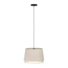 Eglo TABLEY hanglamp staal zwart / textiel, hout natuurlijk, bruin H: 1100 mm | Ø 380 mm