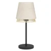 Eglo TABLEY Tafellampen staal zwart / textiel, hout natuurlijk, bruin H: 425 mm | Ø 190 mm