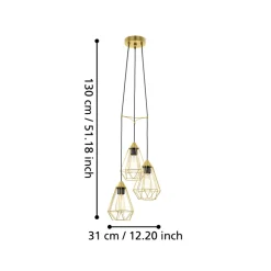 Eglo TARBES hanglamp staal geelkoper-geborsteld H: 1300 mm | Ø 355 mm