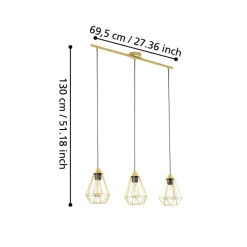 Eglo TARBES hanglamp staal geelkoper-geborsteld H: 1300 mm