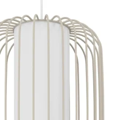 Eglo TERRAROSA hanglamp staal zandkleuren / textiel wit H: 1100 mm | Ø 240 mm