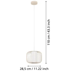 Eglo TERRAROSA hanglamp staal zandkleuren / textiel wit H: 1100 mm | Ø 285 mm