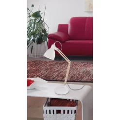 Eglo TORONA 1 Tafellampen staal wit / Hout natuur H: 605 mm