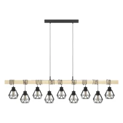 Eglo TOWNSHEND 5 hanglamp staal, hout zwart, bruin H: 1100 mm