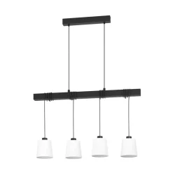 Eglo TOWNSHEND 8 hanglamp staal, hout zwart / textiel wit H: 1100 mm