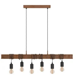 Eglo TOWNSHEND 4 hanglamp staal antiek bruin, zwart H: 1100 mm