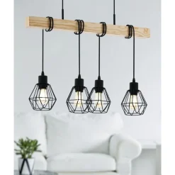 Eglo TOWNSHEND 5 hanglamp staal, hout zwart, bruin H: 1100 mm