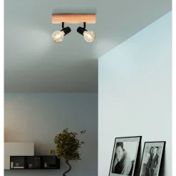 Eglo TOWNSHEND 3 spot hout, staal bruin, zwart