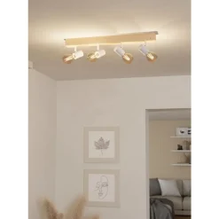 Eglo TOWNSHEND 3 spot hout, staal bruin, wit