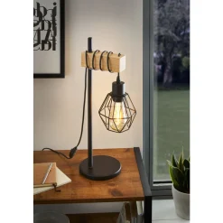 Eglo TOWNSHEND 5 Tafellampen staal, hout zwart, bruin H: 500 mm