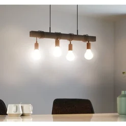 Eglo TOWNSHEND hanglamp staal, hout zwart H: 1100 mm