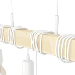 Eglo TOWNSHEND hanglamp staal wit / Hout bruin H: 1100 mm